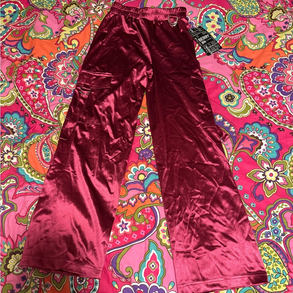 Satin Burgundy Pants